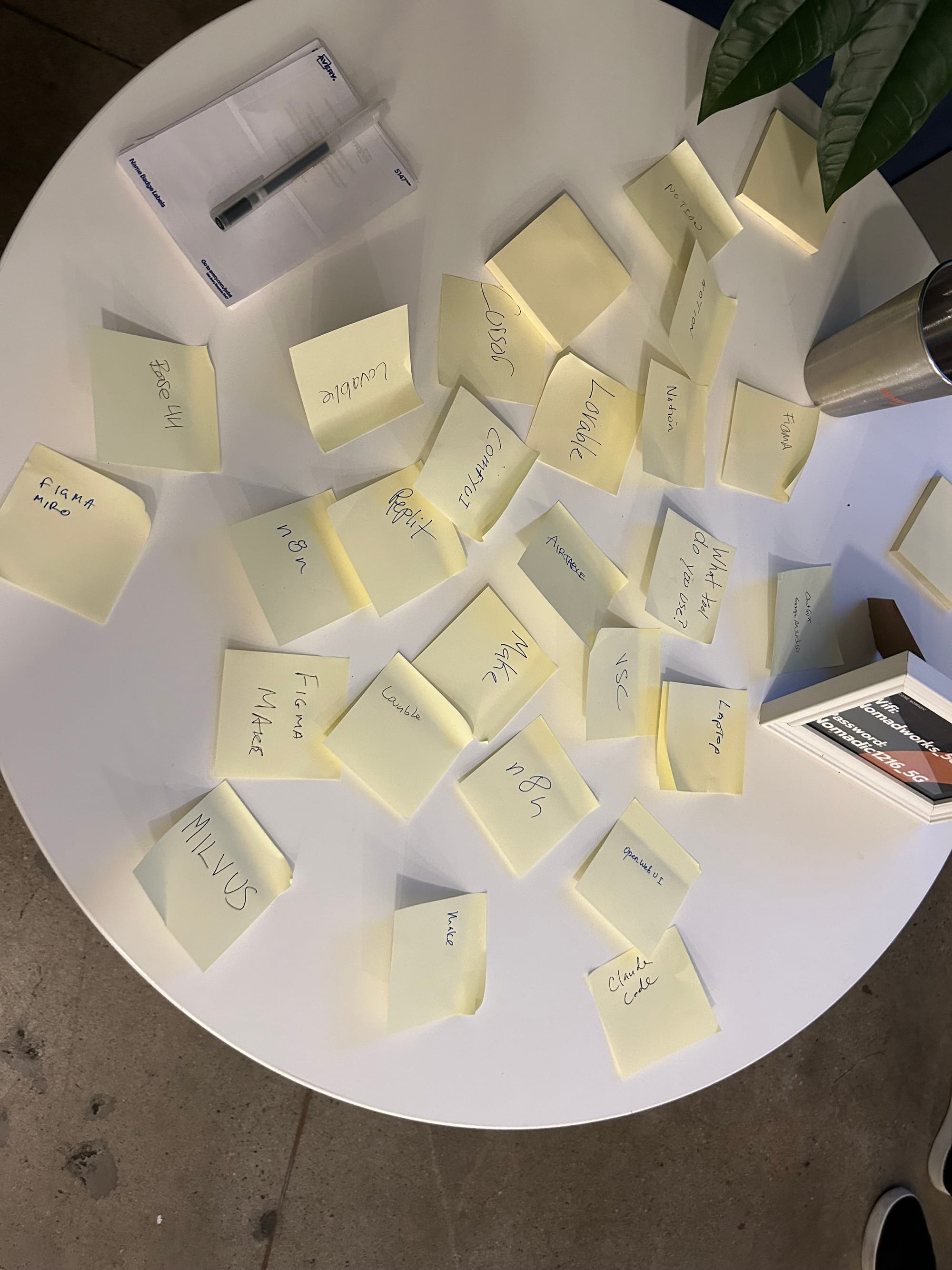Post-its showing the community's favorite tools